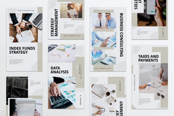 金融科技主题Instagram品牌故事PSD&AI设计模板第一素材精选 Financial Technology Instagram Stories PSD & AI