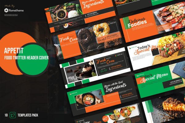 美食品牌Twitter社交平台推广封面设计模板蚂蚁素材精选 Appetit – Food Twitter Header Cover