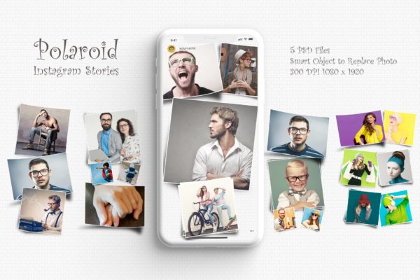 宝丽来风格照片贴图Instagram故事模板第一素材精选 Polaroid Photo Instagram Stories