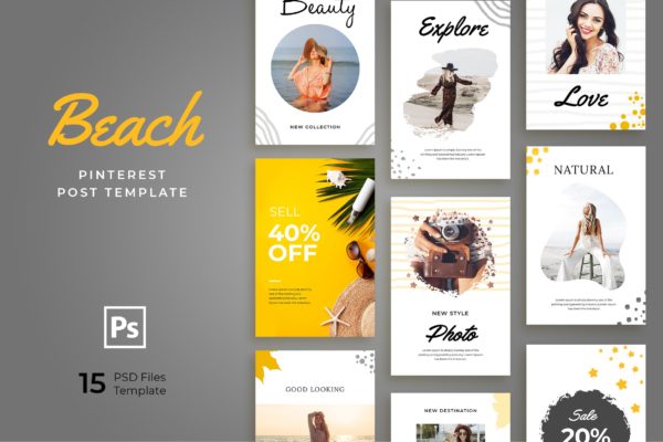 摄影影楼服务推广Pinterest社交平台设计模板蚂蚁素材精选 Photography Pinterest Templates