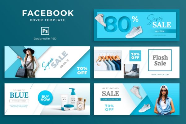 品牌服饰折扣广告Facebook主页封面设计模板第一素材精选 Fashion Facebook Cover Template
