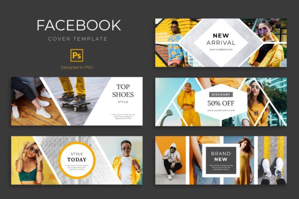 都市时尚品牌营销推广Facebook主页封面设计模板蚂蚁素材精选 Urban Fashion Facebook Cover Template