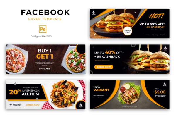 美食店Facebook社交推广营销设计封面模板第一素材精选 Food Facebook Cover Template