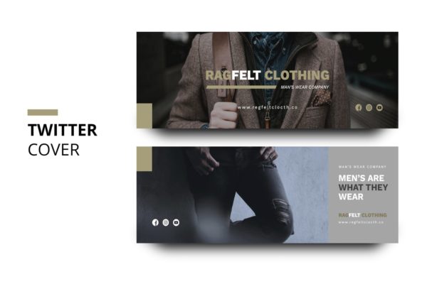 男性时尚主题Twitter社交主页封面设计模板第一素材精选 Ragfelt Man Fashion Twitter Cover