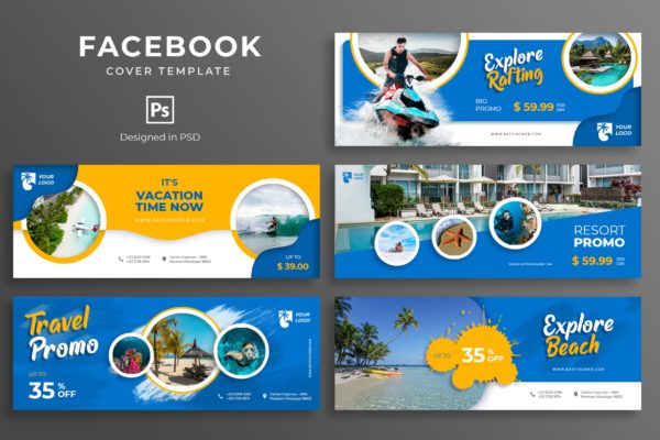 旅游景点推广Facebook主页封面设计模板第一素材精选 Travel Facebook Cover Template