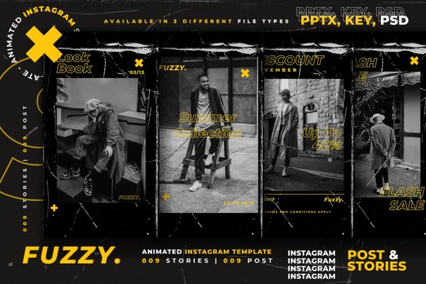 Instagram社交平台推广动图/动画设计PSD模板蚂蚁素材精选 Fuzzy – Animated Instagram Template
