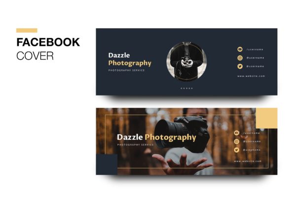 摄影品牌推广Facebook主页封面设计模板第一素材精选 Dazzle Photography Facebook Cover