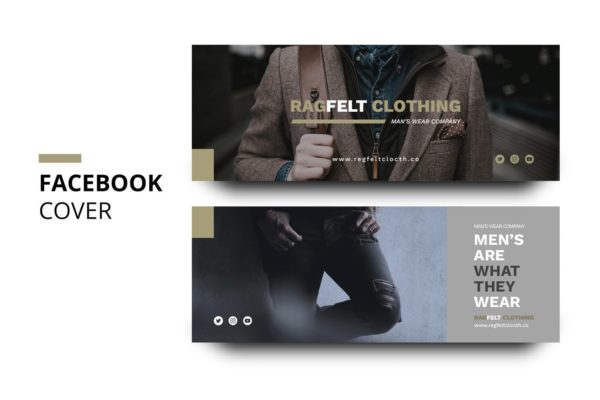 男性时尚媒体Facebook主页封面设计模板蚂蚁素材精选 Ragfelt Man Fashion Facebook Cover