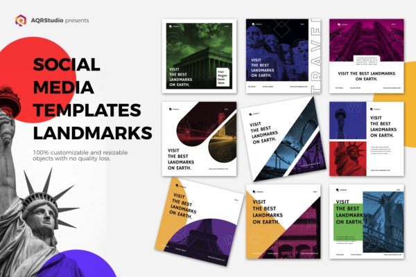 地标建筑宣传社交媒体Banner图设计模板第一素材精选 Landmark Social Media Banners