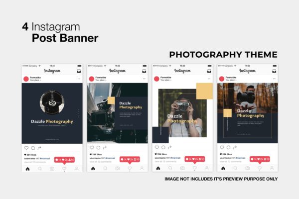摄影公司社交推广Instagram设计素材 Dazzle Photography Instagram Post