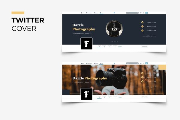 摄影工作室Twitter主页封面设计模板蚂蚁素材精选 Dazzle Photography Twitter Cover