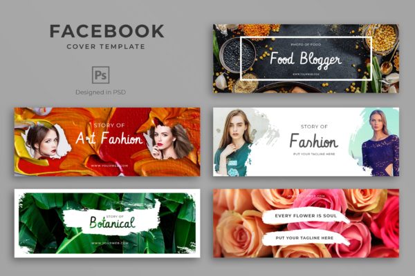 水彩笔刷设计风格Facebook主页封面设计模板蚂蚁素材精选 Watercolor Facebook Cover Template