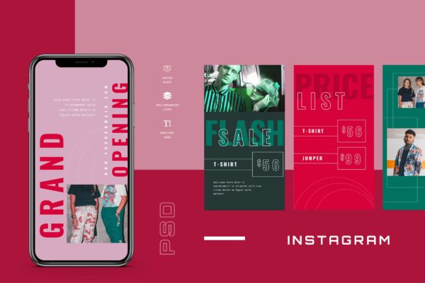 Instagram社交平台品牌故事设计模板第一素材精选素材 Eighten – Instagram Stories – Social Media Kit