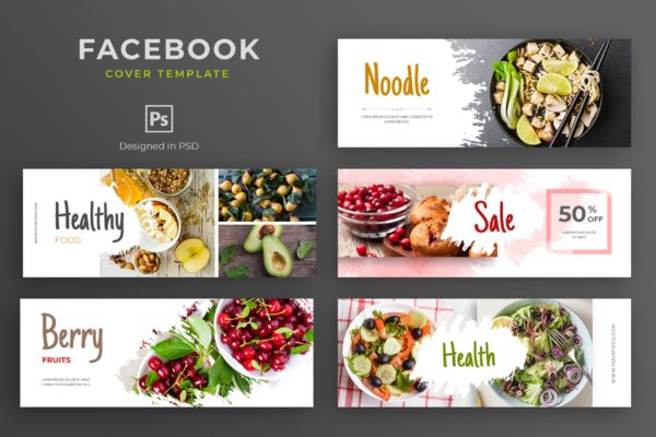 健康食物品牌推广Facebook主页封面设计模板第一素材精选 Healthy Food Facebook Cover Template