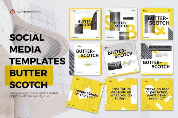 高端企业品牌宣传推广社交媒体Banner设计模板蚂蚁素材精选 BUTTERSCOTCH Media Banners