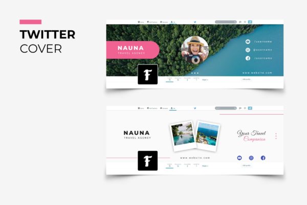 旅游代理商品牌推广Twitter主页封面设计模板第一素材精选 Nauna Travel Agency Twitter Cover
