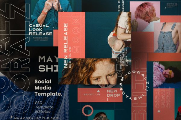 社交媒体品牌故事推广设计素材 CORALZ – Social Media Template + Stories