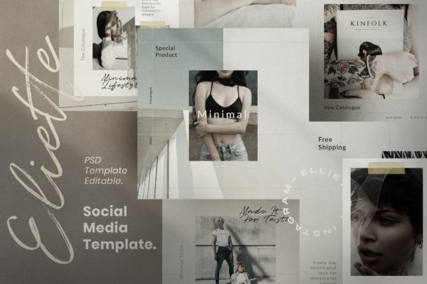 时尚产品品牌故事社交媒体设计素材 Elliette – Social Media Template + Stories