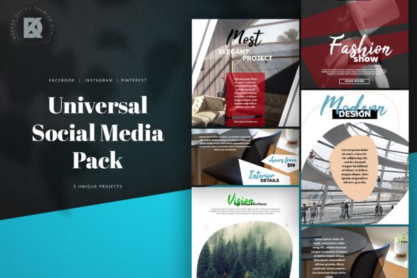 Facebook/Instagram/Instagram社交平台品牌推广设计素材包 Social Media Pack