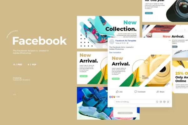 新品发布Facebook社交推广广告设计模板蚂蚁素材精选v5 Facebook Ad Template Vol.5