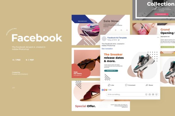 运动品牌Facebook社交推广广告设计模板蚂蚁素材精选v6 Facebook Ad Template Vol.6