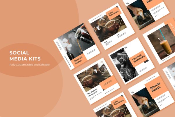 咖啡品牌社交媒体新媒体设计素材包v31 ADL Social Media Kit.31