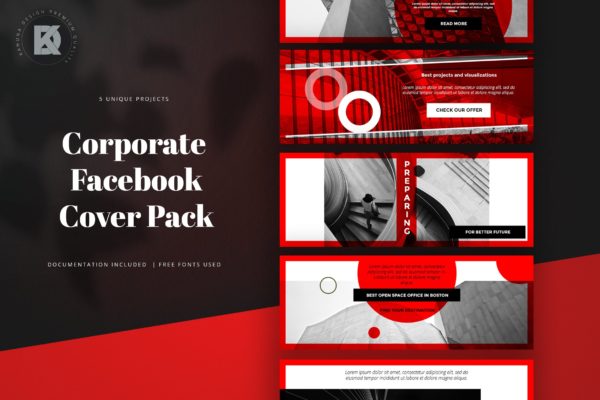 商务公司社交平台Facebook封面设计模板第一素材精选 Corporate Facebook Cover Pack