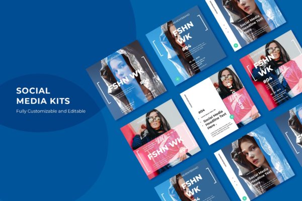 适用于时尚品牌推广的社交媒体设计模板第一素材精选素材v49 SRTP – Social Media Kit.49