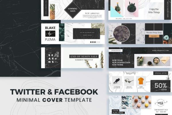 优雅设计风格Facebook/Twitter社交媒体封面设计素材 Facebook & Twitter Cover Template