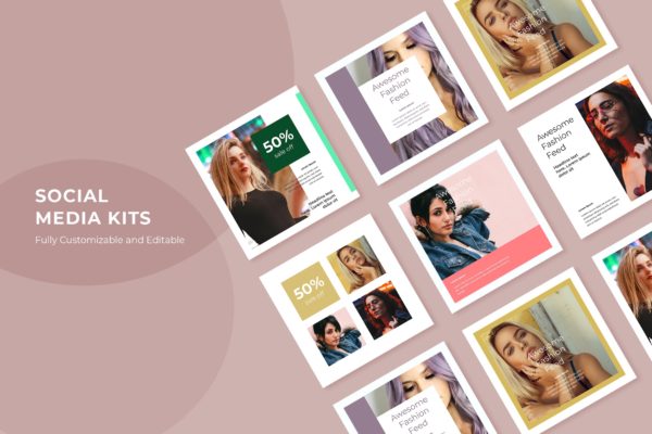 Instagram/Facebook/Twitter社交促销广告设计模板蚂蚁素材精选v83 SRTP – Social Media Kit.83