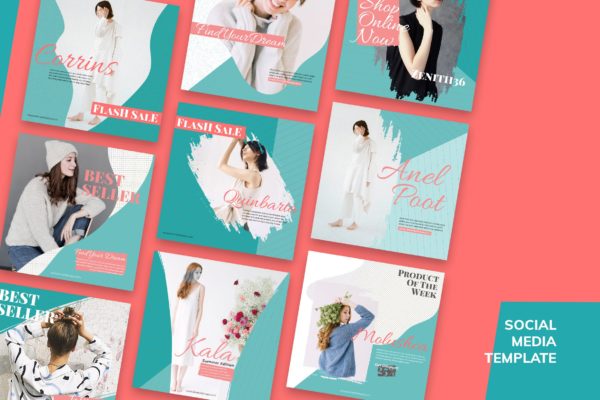 极简主义风格社交媒体推广设计素材包 Social Media Kit Fashion Minimalis