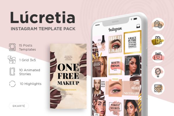 Instagram社交平台推广图片设计模板蚂蚁素材精选 Instagram Template Pack – Lucretia