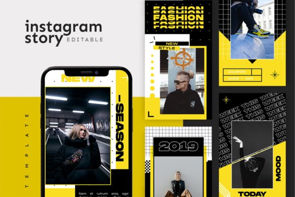 配色前卫潮流时尚主题Instagram品牌故事设计素材 Instagram Story Template