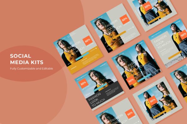 时尚品牌社交促销广告设计模板第一素材精选v59 SRTP – Social Media Kit.59