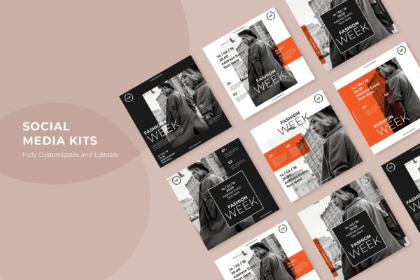 时装周服装主题活动社交宣传设计素材包v45 SRTP – Social Media Kit.45