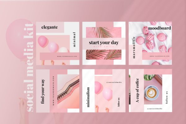 法式面包甜点店社交媒体新媒体设计素材包 Eight – Social Media Kit