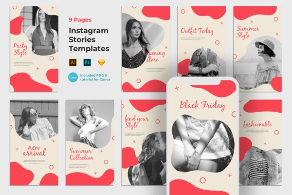 液体设计风格Instagram品牌故事模板第一素材精选素材 Instagram Story Templates – Liquid Design