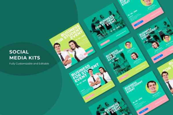 教育品牌社交推广广告设计模板第一素材精选v67 SRTP – Social Media Kit.67