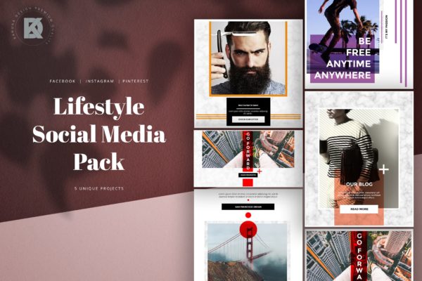 大理石背景时尚生活方式主题社交媒体设计素材包 Marble Lifestyle Social Media Kit