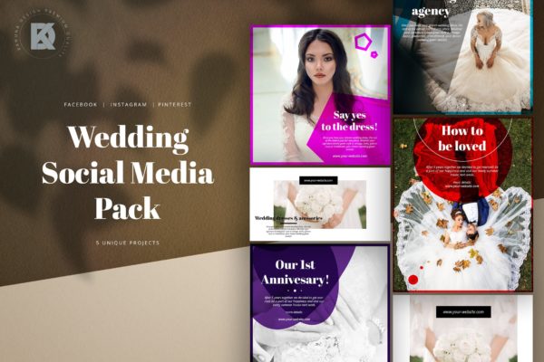 婚礼婚宴邀请社交媒体设计模板蚂蚁素材精选 Wedding Social Media Kit