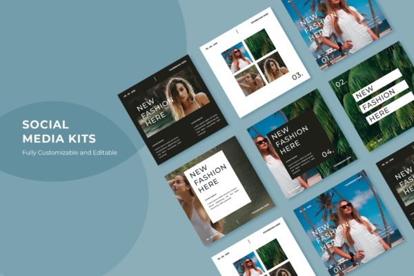 时尚主题社交网站推广广告设计素材v99 SRTP – Social Media Kit.99