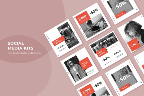 高端时尚服装促销活动社交推广设计素材v28 ADL Social Media Kit.28
