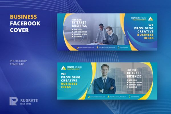 企业社交推广Facebook封面设计模板蚂蚁素材精选 Business R3 Facebook Cover Template