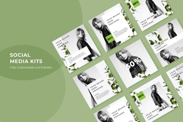 女装品牌打折活动社交推广设计素材包v86 SRTP – Social Media Kit.86