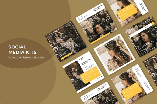 服装品牌换季新品发布会社交推广设计素材包v69 SRTP – Social Media Kit.69