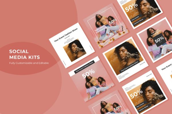 时尚服饰品牌促销活动社交推广设计素材v72 SRTP – Social Media Kit.72