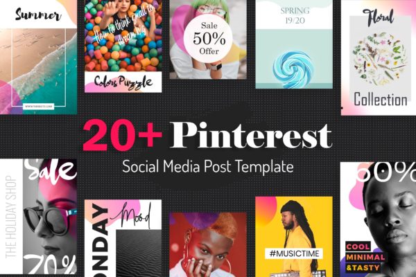 20+Pinterest社交文章贴图设计模板第一素材精选素材 Pinterest Post Templates