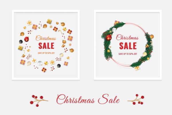 圣诞节社交促销活动广告设计模板蚂蚁素材精选 Banner Christmas Social Media Post