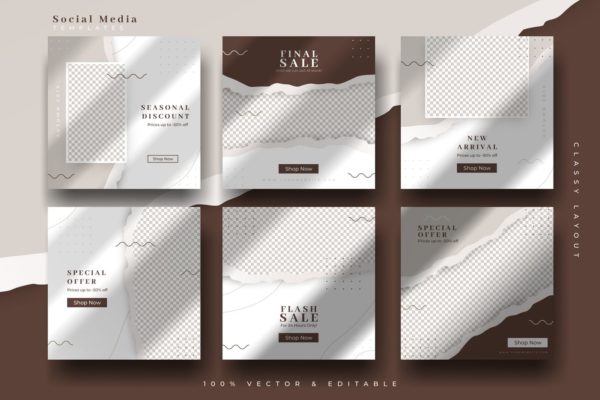 经典创意撕纸效果社交媒体设计模板第一素材精选 Classy Social Media Templates