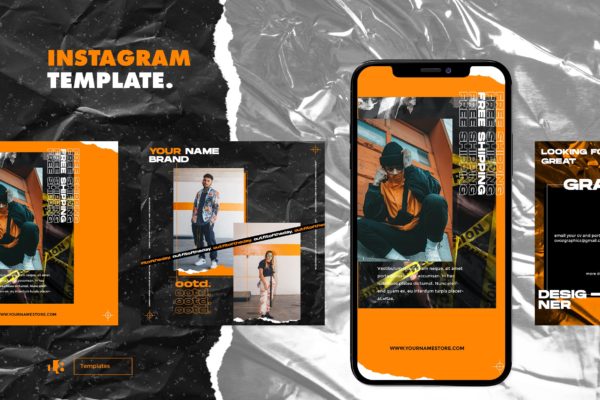 塑料胶纸纹理背景Instagram贴图设计模板第一素材精选v3 Instagram Template vol.3